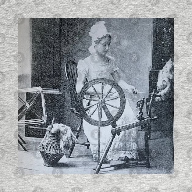 Spinning wheel, 19th century, black and white antique history by djrunnels